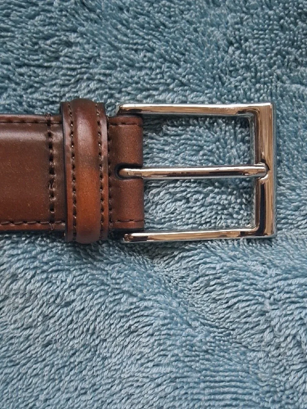 Men's New Crockett & Jones Brown Cordovan Leather Dress Belt with Silver Buckle